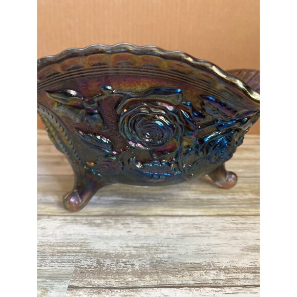 Imperial Carnival Glass Three Footed Bowl 11" - Picture 2 of 11